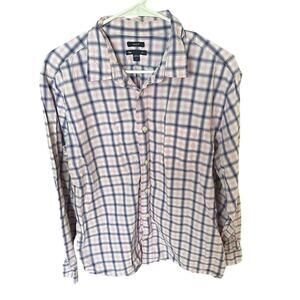 GAP Classic Fit Plaid Button-Down Shirt – Blue/White/Pink, Size L